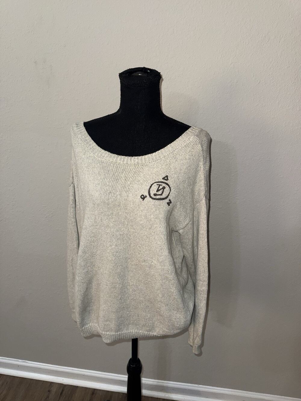 Supernatural Join The Hunt Medium Castiel Angel Wings Knit Sweater Oatmeal